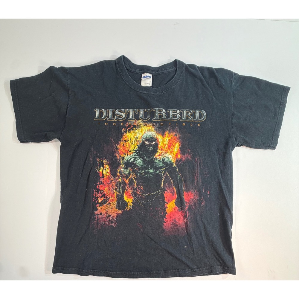 Disturbed Indestructible 2008 Tour T-Shirt Mens Large Black Band Tee Gildan L